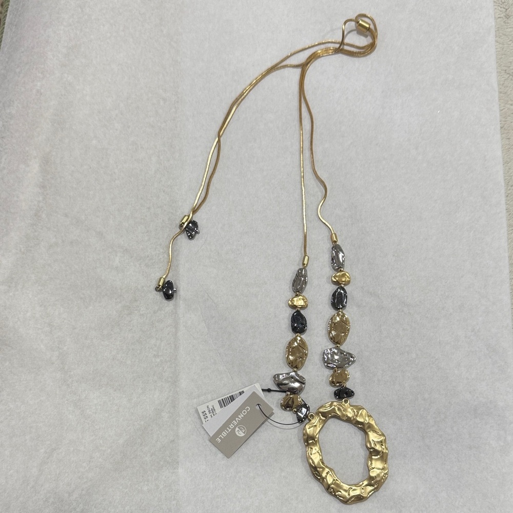 Chico's Gold and Silver Textured Necklace